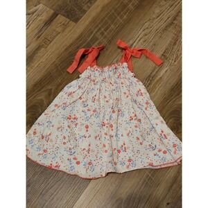 Edgehill Collection Baby Girls Floral Smocked Dress Coral Cream Blue 9M